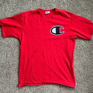 Mens vintage Champion shirt with graphic logo on chest